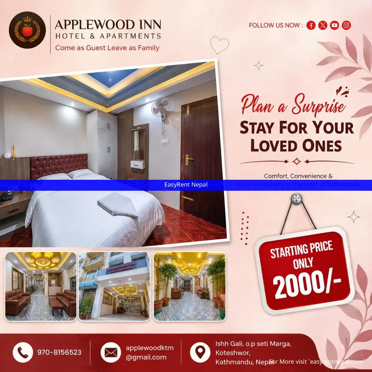 Applewood Inn Hotel And Apartment For Rent In Koteshowr, Kathmandu